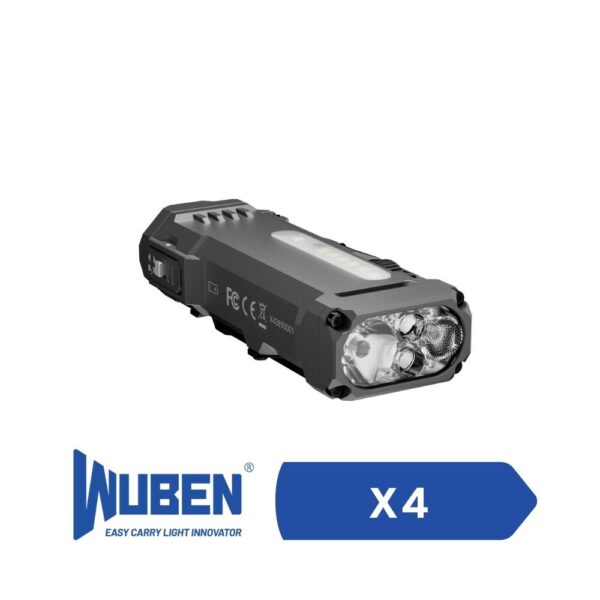 Wuben X4 Çok Fonksiyonlu Kompakt El Feneri - 1500 Lümen, RGB Yan Işık ve Manyetik Taban | Gri