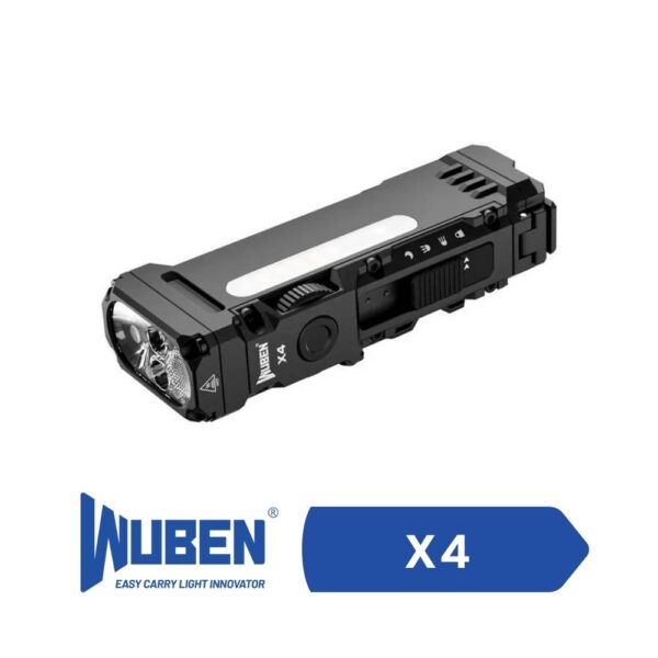 Wuben X4 Çok Fonksiyonlu Kompakt El Feneri - 1500 Lümen, RGB Yan Işık ve Manyetik Taban | Siyah